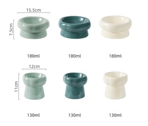 Anufacturer-cuenco cervical de Alta protección para pies, cuenco de agua potable para mascotas, cuenco de pétalos de cerámica verde y blanco para <span class=keywords><strong>perros</strong></span> y gatos - Product Image 4