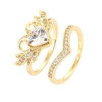 Élégant Ensemble Cœur Cygne Plaqué Or Raffiné pour Couples – Bagues de Mariage pour Femme, Design de Niche Premium, Bijoux Tendance