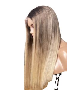 Perruque en dentelle frontale blonde en cheveux humains vierges européens en gros, densité 180%, bonnet transparent, sans colle, lisse, pour femmes - Product Image 3