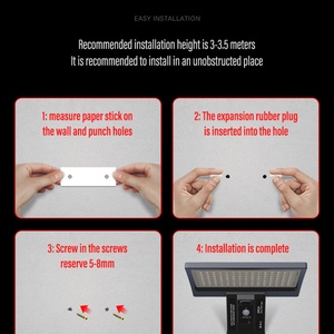 Projecteur solaire mural extérieur à détecteur de mouvement 3W 5W 8W avec télécommande pour patio, cour, garage, jardin, couloir - Product Image 4