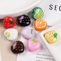 Hot Koop 19x20mm Effen Kleur Cartoon Fruit Acryl Hart Kralen DIY Telefoon Ketting Armband Ketting Oorbel Sieraden Maken RT0727