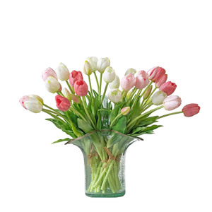 Bouquet de mariée en tulipes artificielles en PVC de haute qualité, fleurs européennes réalistes pour mariage, Noël, Halloween, Nouvel An - Product Image 1