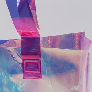 New Ideas Custom Logo PVC TPU Jelly Hologram Storage <b>Bags</b> Waterproof Clear <b>Beach</b> Shopping Tote Coffee <b>Bags</b> Jelly Effect for - Product Image 3