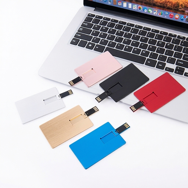 Metal Card USB Flash Drive Pull Out Credit Card Pendrive Custom Laser Engraved Logo Multi Color Memory Stick Wholesale