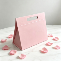 Maßgefertigte Faltbare Koffer-Kleidungs- und Schuhverpackung Rosa Papier Magnetische Geschenkbox mit Gestanztem Griff