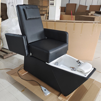 Chaise de pédicure en cuir noir au design unique, équipement de salon de manucure, luxe moderne, lumières LED, chaise de manucure à vendre