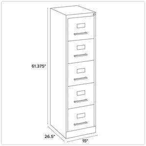 Alera HVF1562PY Economy Five-Drawer Vertical <b>File</b> Cabinet Letter-Size <b>File</b> Drawers 15\" X 26.5\" X 61.37\" Putty Color - Product Image 3
