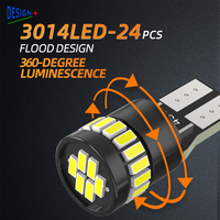 Ampoules LED T10 W5W 194 168 24SMD sans scintillement pour éclairage intérieur de voiture, plafonnier, ampoule cale 12V, vente en gros d'usine, kit auto