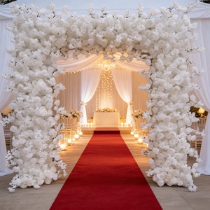 Arco de <span class=keywords><strong>Flores</strong></span> Cuadrado de 8 Pies para Boda, Fondo de Arco de Rosas Blancas, <span class=keywords><strong>Flores</strong></span> Artificiales de Seda para Decoración de Eventos de Boda - Product Image 1
