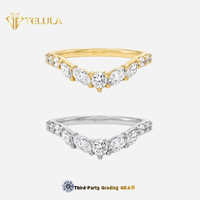 Cincin Kawin Perak Sterling 925 Grosir GRA VVS dengan Batu Moissanite Potongan Marquise, Perhiasan Moissanite