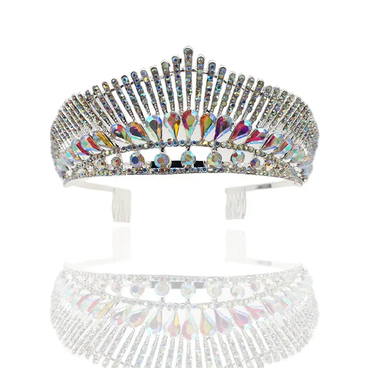 Corona de reina de belleza de diamante rosa, corona de desfile de lujo