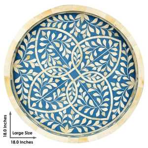 ถาดเสิร์ฟกาแฟแบบฝังกระดูกทรงกลมสไตล์โมเดิร์นแบบพรีเมี่ยมสำหรับงานแต่งงานโต๊ะกาแฟดิวาลี - Product Image 3