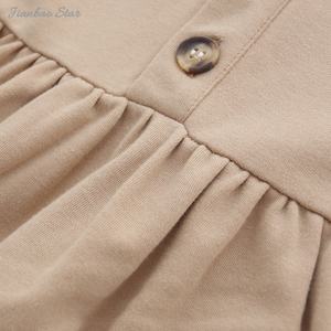 शिशुओं और बच्चों के लिए बुटीक मनमोहक मीठी सूती पोशाक, वसंत ग्रीष्म बेबी गर्ल्स लंबी आस्तीन रफ़ल कॉलर प्यारा स्टाइल - Product Image 2