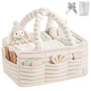Organizador de Pañales de Franela al por Mayor, Cesta Portátil para Bebé con Bolsillos Exteriores y Divisores Extraíbles - Product Image 1
