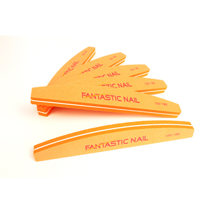 Custom Logo Korean Orange Sponge <strong>NailFile</strong> Washable 100/180 Grit Half Moon Nail File - Product Image 1
