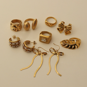 Cổ điển oval Ridge signet vòng thép không gỉ đồ trang sức thời trang không thấm nước PVD mạ vàng mỏng ánh sáng mặt trời tia Vòng phụ nữ - Product Image 6