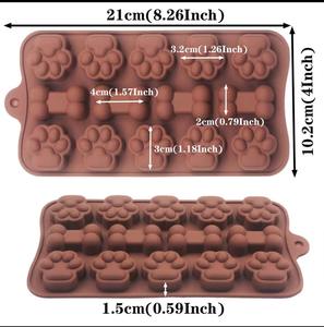 Food Grade <b>Silicone</b> Paw and Bone <b>Baking</b> Mold 14 Cavity Candy Chocolate Resin Tray Pet Theme Cake Tool - Product Image 2