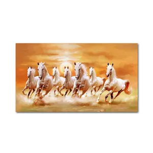 Hy 7 Paarden Lopen Dieren Schilderijen Paarden Bij Zonsondergang Muur Kunst Canvas Schilderij Voor Woonkamer