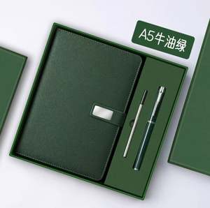 Customized A5 <b>Notebook</b> and Pen Gift Box <b>Set</b> for Company Logo and University Graduation Souvenirs Leather Cover - Product Image 1