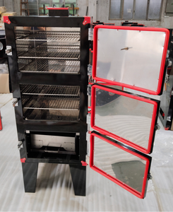 Barbecue fumoir commercial en acier inoxydable avec trois compartiments indépendants pour utilisation en extérieur - Product Image 1