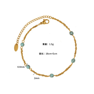 Bohemian Beaded <b>Bracelet</b> For Women 316 Blue Turquoise Zinc Alloy Chain Simple Fashion European Style Autumn Sea Wave - Product Image 4