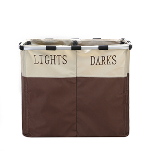 Cesto para Ropa Sucia Oxford, Bolsa de Lavandería Plegable con 2 Secciones y Marco de Aluminio - Product Image 1