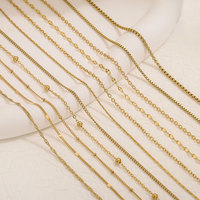 Cadenas de Acero Inoxidable con Baño de Oro PVD de 18K, Resistentes al Agua, con Estilos de Cable, Bola, Caja y Curb, para Collares DIY, Accesorios de Joyería al por Mayor