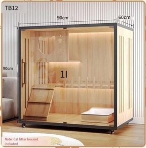 Multi-Feature Grote Ruimte Houten Binnen/Buiten Kattenhuis Met Ventilatie Glazen Deur Krassen Post Kattenkooi Huisdier Meubels - Product Image 4