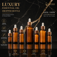 Botol Kaca Berwarna Amber Biru Hijau dengan Tutup Kayu Bambu dan Pipet Tetes Minyak, Ukuran 5ml 10ml 15ml 20ml 30ml 50ml 60ml 100ml
