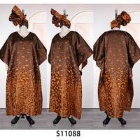 H&D S11088 Vêtements africains personnalisés pour femmes, taille unique, robe longue, robe tendance à col en V avec foulard