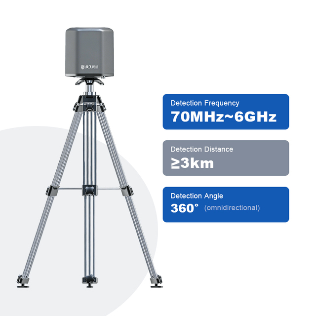 Fixed RF Drone Detection 300-6000MHz Widen Frequency Band 70MHz-8GHz 7KM Detection Range 360 Coverage Water Resistant