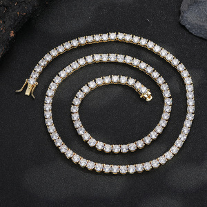 Kalung Rantai Tennis CZ Kuningan 2mm-6mm Satu Baris Model Iced Out untuk Pria Wanita, Stok Grosir Pabrik, Siap Kirim - Product Image 3