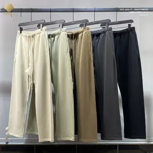 Pantalones de chándal holgados para correr personalizados para hombre, pantalones de chándal informales de pierna ancha y recta de talla grande de algodón 365GSM para hombre