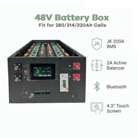 Boîtier DIY pour batterie LiFePO4 48V, cellules LFP 16S 280/314/320/334Ah, avec équilibrage actif 2A, empilable, pour énergie solaire, version V3
