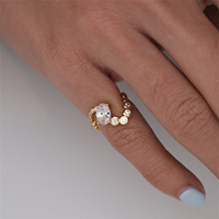 FUAMAY Bague de pinky minimaliste et délicate en argent sterling 925, anti-allergie, avec pavé ovale, taille ajustable 4 pour femme