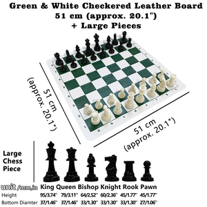 Juego de Ajedrez Portátil con Reloj, Altura del Rey 9.5cm, Tablero a Cuadros Verde y Blanco de 51cm, Versión con una Reina, Instrucciones de Juego - Product Image 1