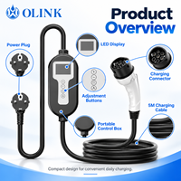 Chargeur EV portable OLINK 3,5 kW 7 kW 32 A 3 phases NACS avec écran LED pour la recharge à domicile