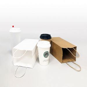Bolsas de Papel Kraft Personalizadas al por Mayor con Logotipo para Llevar Café, Leche y Bebidas, con Asa Larga, Impresión Offset, Materiales Reciclados - Product Image 2