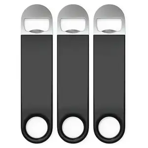 Roestvrij Staal Metal Black Sleutelhanger Sleutelhanger Bar Blade Platte Aangepaste Flesopener Bier Wijn Opener Set