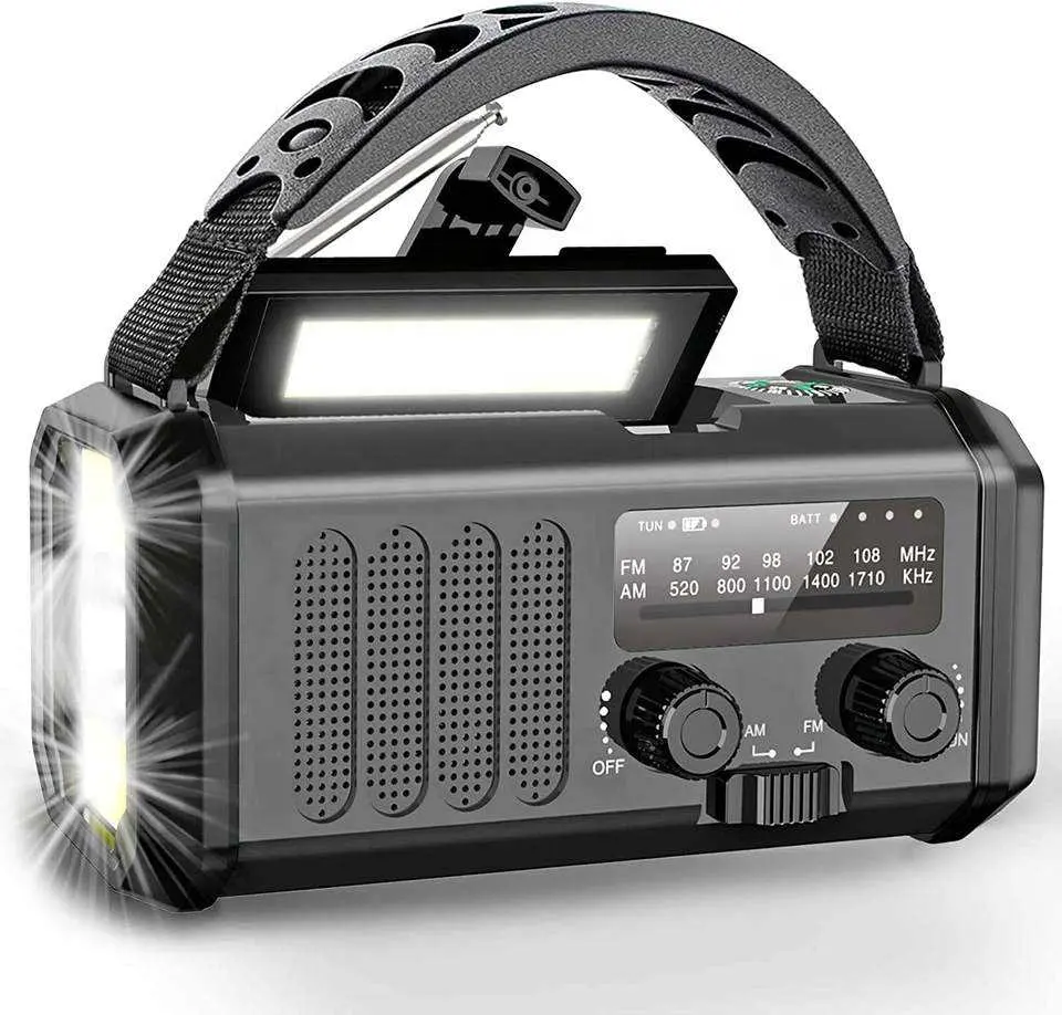 Hot-selling Emergency 10000mAh Battery Hand Crank Solar AM FM NOAA Radio with Flash Light Lamp