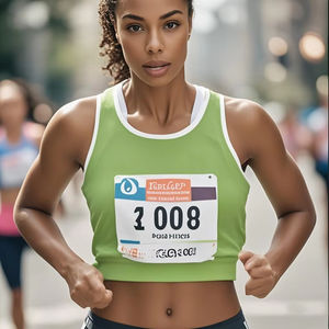 Tops courts sexy sur mesure pour femmes, débardeur de marathon, respirant, manches courtes, tricoté en polyester, fitness, yoga - Product Image 2