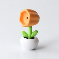 Mini pot de fleurs mignon avec lumière LED, lumière chaude, lampe de bureau, lampe de chevet, décoration de chambre, cadeau de fête pour enfants