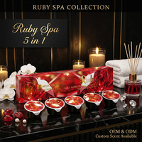 Kit de pédicure de luxe Ruby Spa pour salon de manucure, kit de pédicure naturel ultime en boîte, kit de soin des pieds 5 en 1