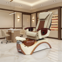 Kangmei - Mobilier de salon de manucure en gros - Chaise de massage et de pédicure de luxe beige avec spa pour les pieds sans tuyauterie et bol intégré