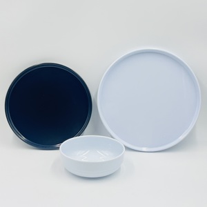 Service de restauration, kit de vaisselle complet en mélamine blanche et noire, assiettes et bols pour les événements de banquet - Product Image 5