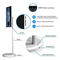 Téléviseur portable 22 pouces avec tablette, caméra 8MP, écran tactile IPS, support à roulettes, home cinéma intelligent, Android 15 TV 1920x1080 Noir USB