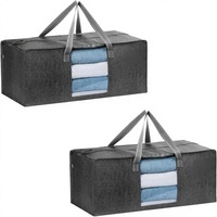 Lot de 2 sacs de déménagement légers en polypropylène imperméables avec fenêtre transparente, capacité de 50 livres, pour le rangement de Noël