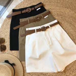 Pantalones Cortos Casuales de Mujer 2026: Novedad de Verano, Sección Delgada, Cinco Bolsillos, Holgados, de Cintura Alta, Estilo Workwear, Pierna Ancha - Product Image 1
