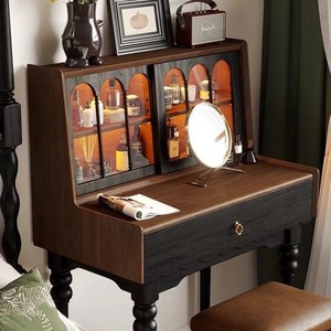 Midcentury Modern High End Oak Wood Vanity <strong>Desk</strong> with Storage for <strong>Bedroom</strong> and Bathroom Eco-Friendly Dressing Table - Product Image 3