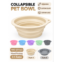 Bol pliable pour animaux de compagnie, en silicone de qualité alimentaire, pliable, pour les voyages, avec deux poignées, bol d'alimentation pour animaux de compagnie